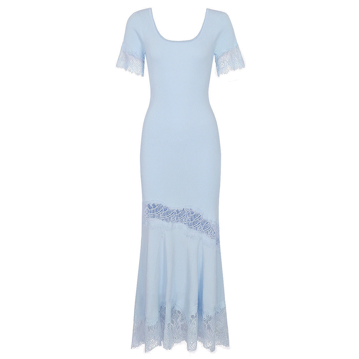 Liora Lace-Inset Knit Fishtail Maxi Dress