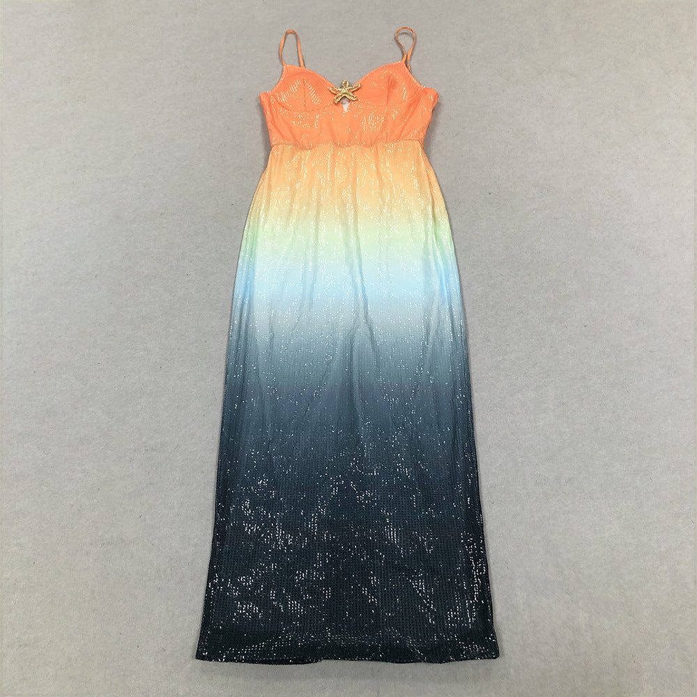 Marisol Ombré Sequin Slip Maxi Dress
