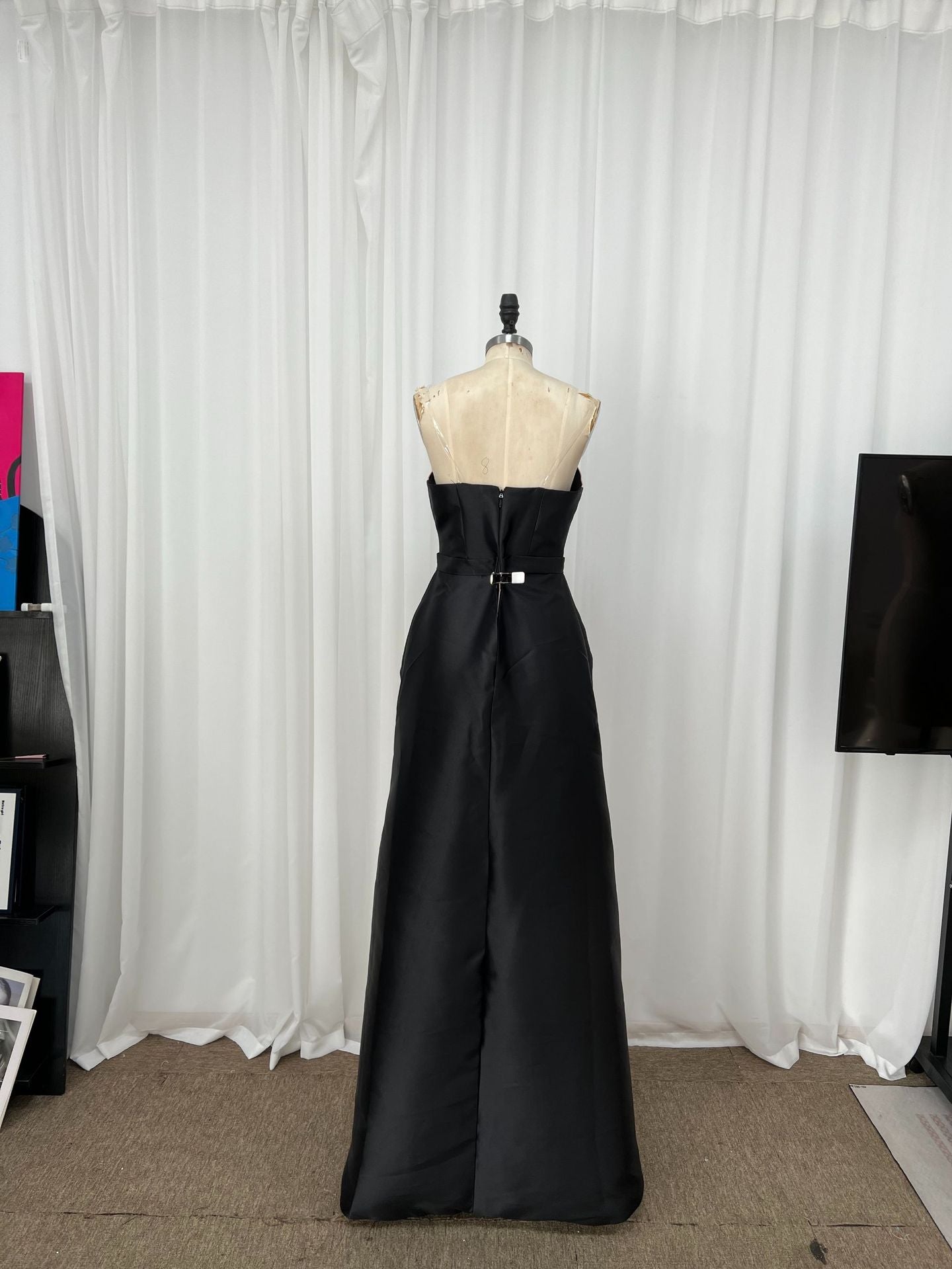 Two-Tone Mikado Cape Column Gown