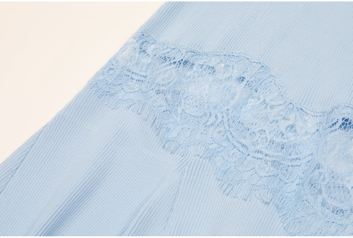 Liora Lace-Inset Knit Fishtail Maxi Dress