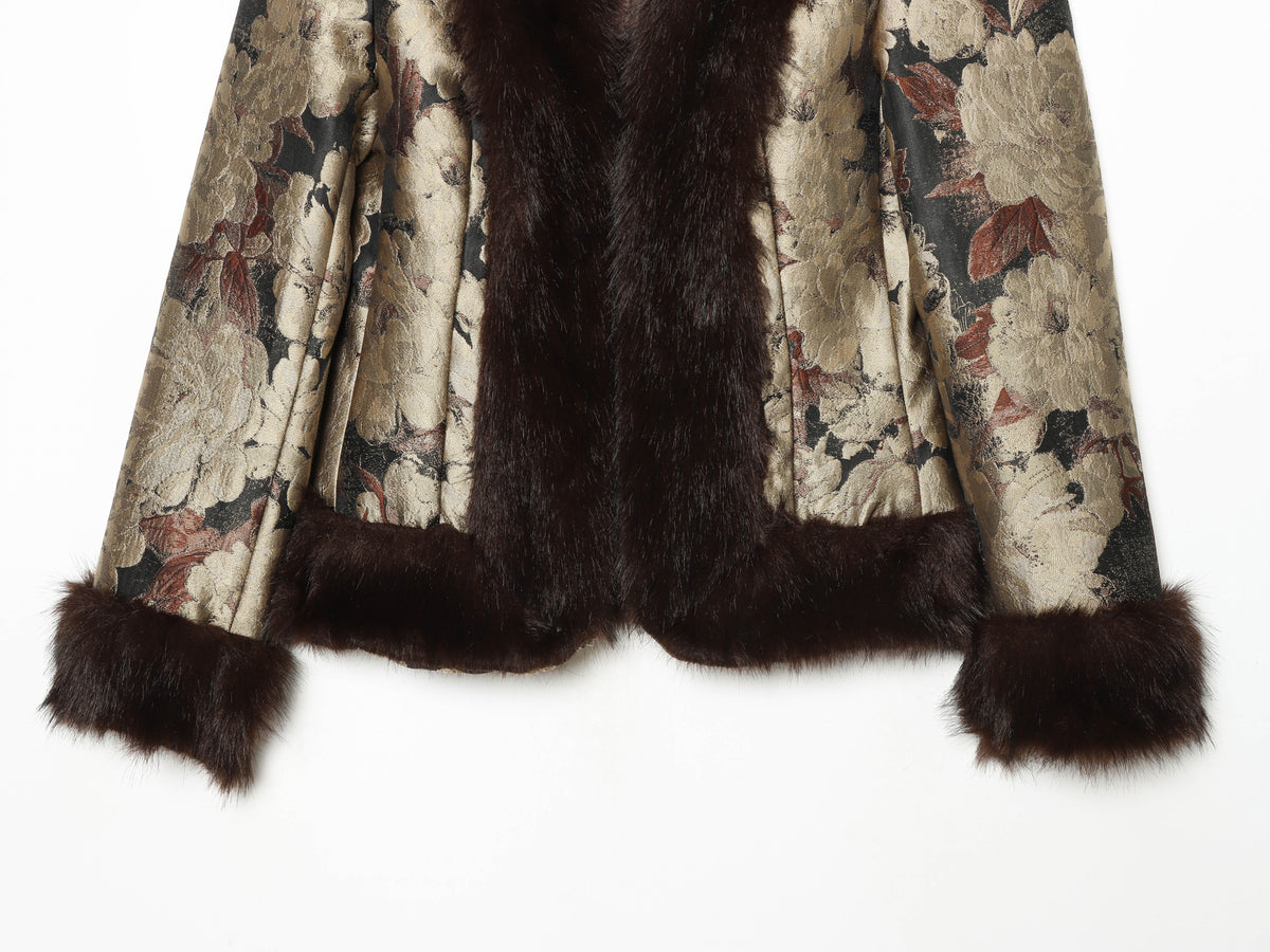 Theda Jacquard Fur-Trim Jacket