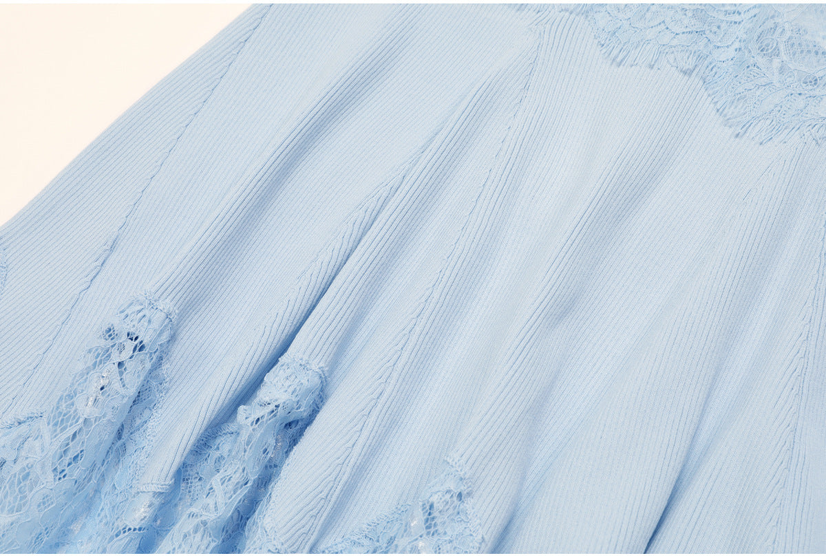 Liora Lace-Inset Knit Fishtail Maxi Dress