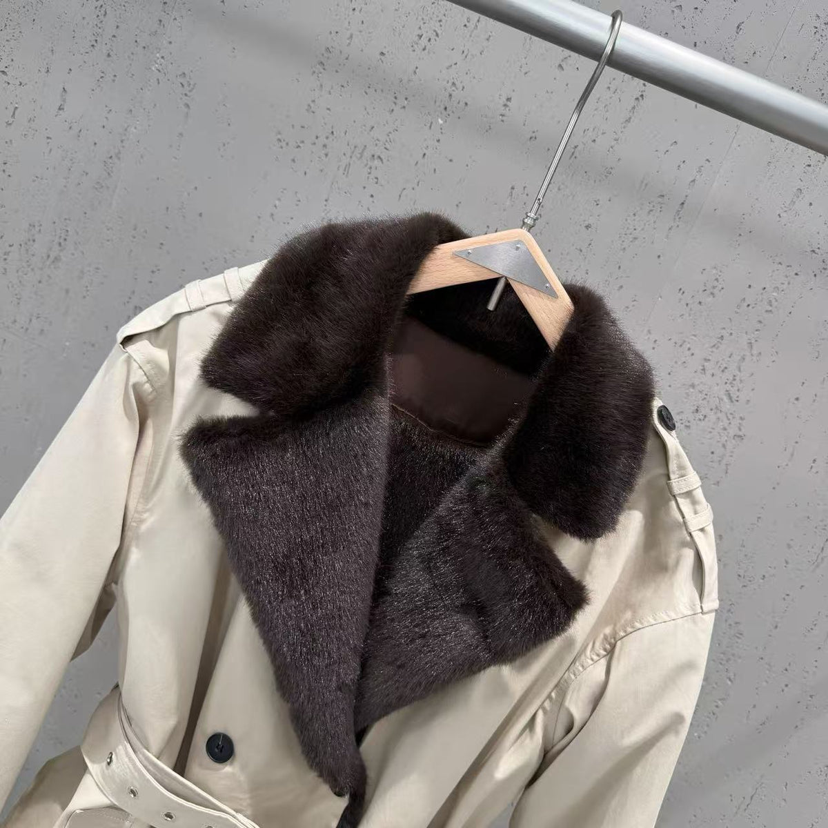 Brienne Mink-Lapel Trench