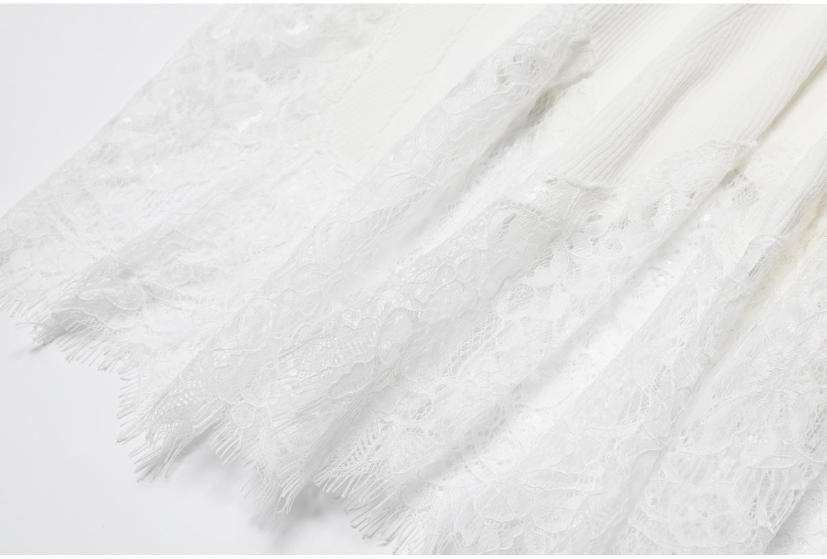 Liora Lace-Inset Knit Fishtail Maxi Dress