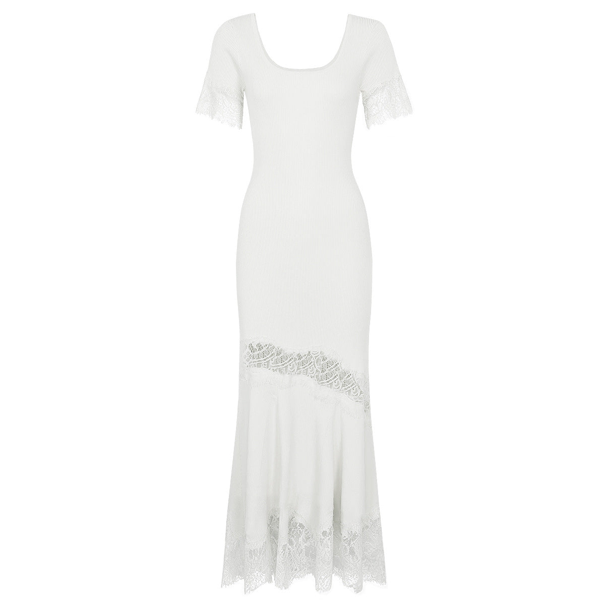 Liora Lace-Inset Knit Fishtail Maxi Dress