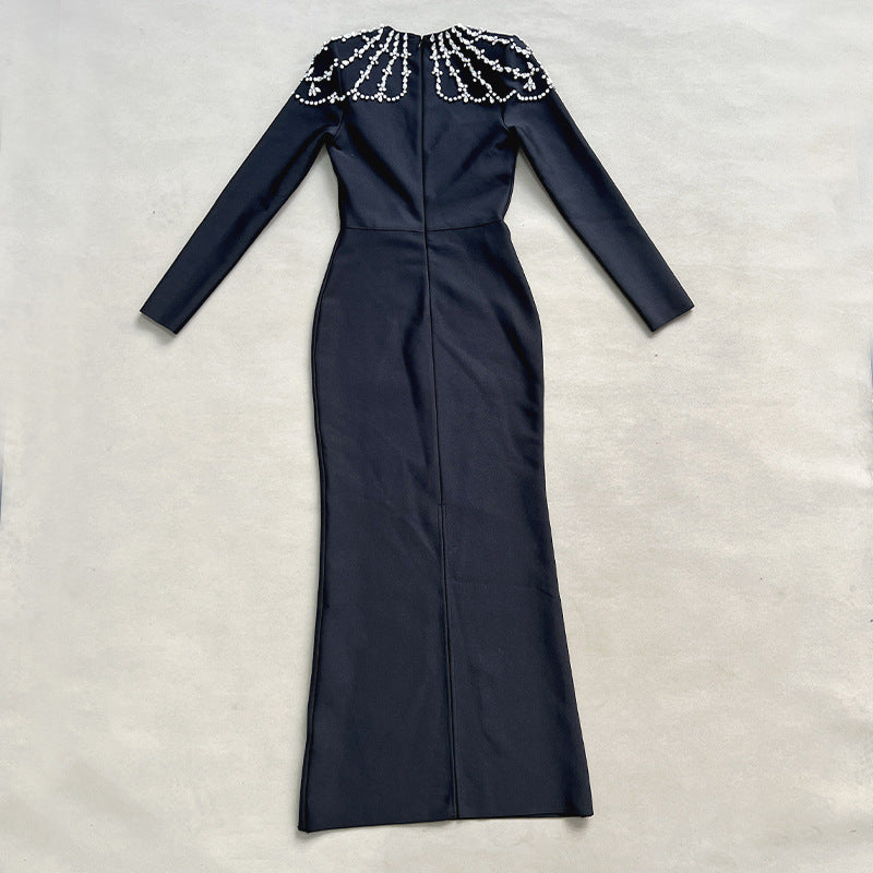 Calanthe Jeweled-Shoulder Maxi