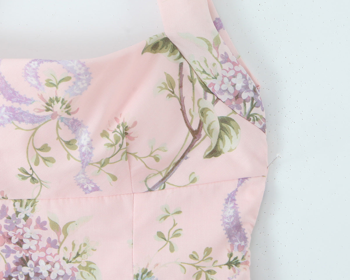 Floral Print Halter Tie-Waist Maxi Dress