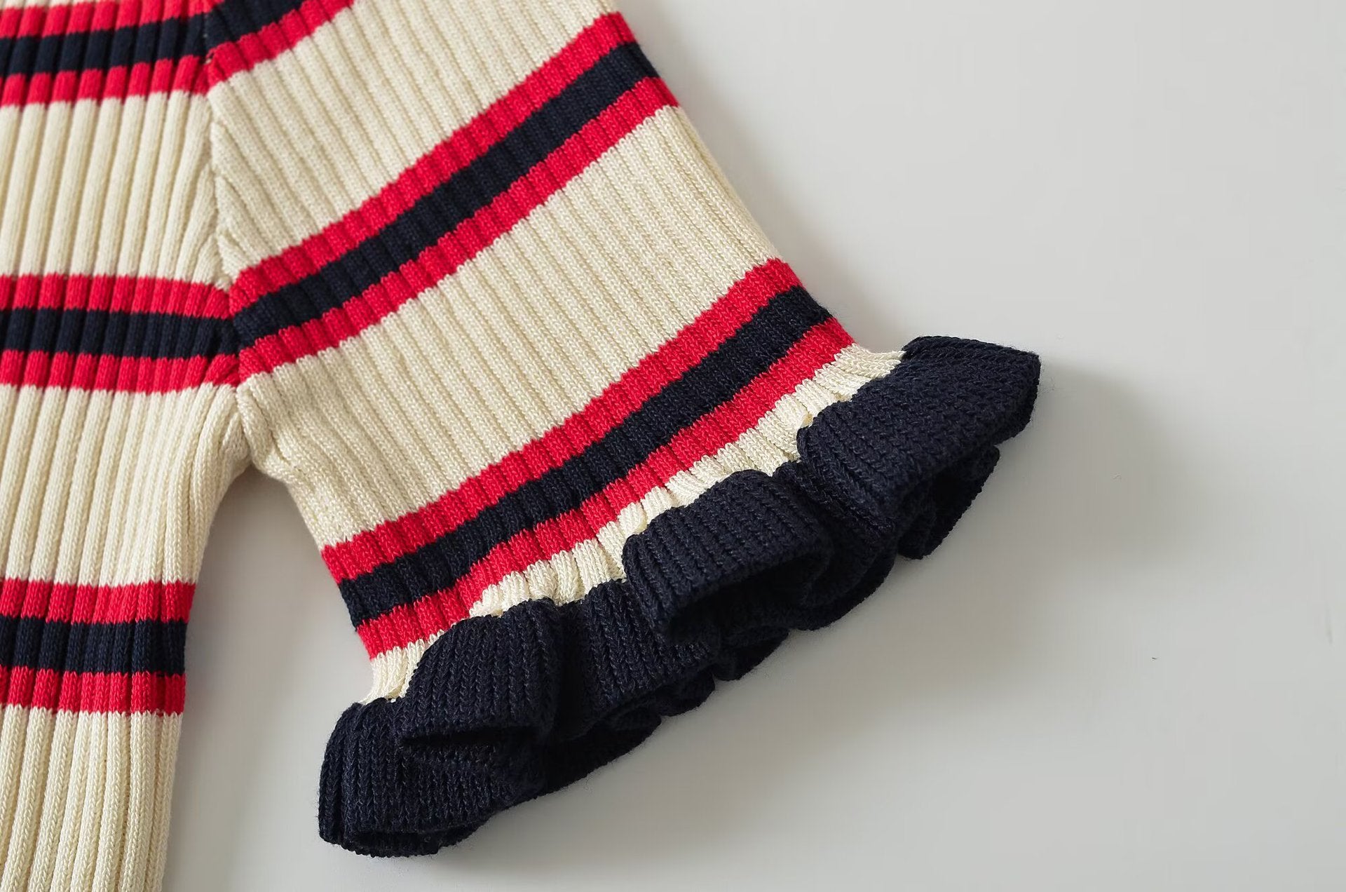 Striped Ribbed Knit Polo Cardigan