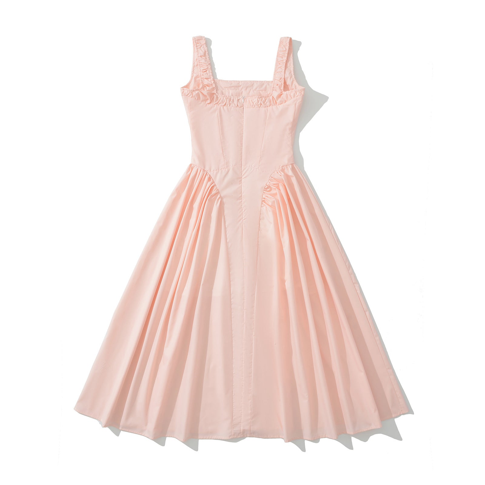 Ruffle Strap Gathered Fit-and-Flare Maxi Dress