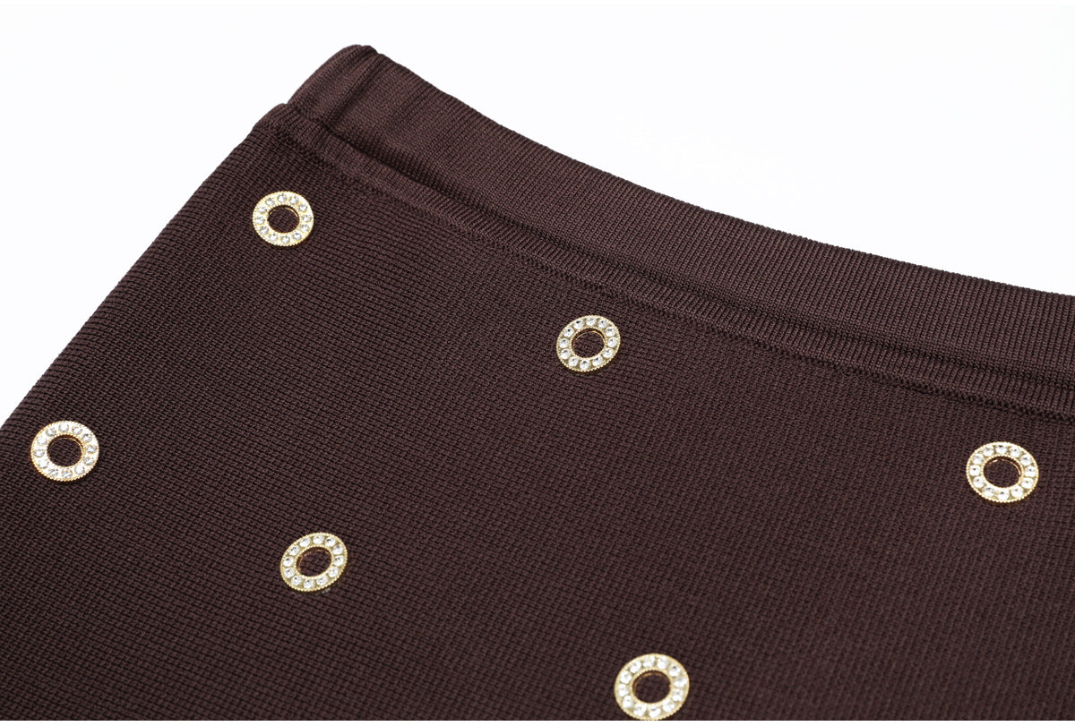 Ondine Gold-Stud Knit Tank and Asymmetric Skirt Set