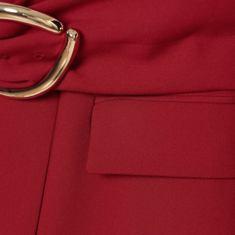 Ondrea Sculpted-Buckle Blazer