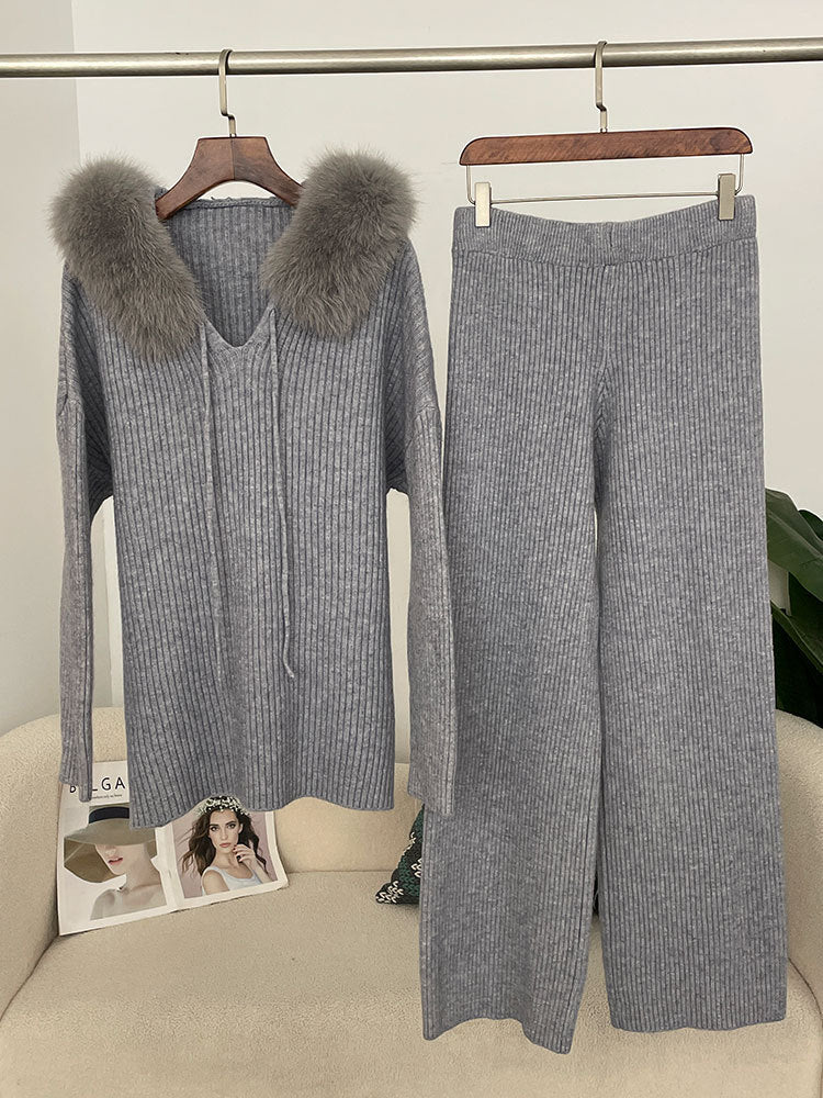 Wilma Fox-Hood Knit Set