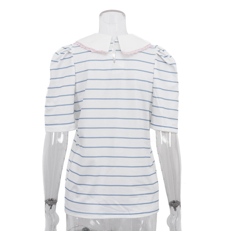 Delphine Striped Collar Top