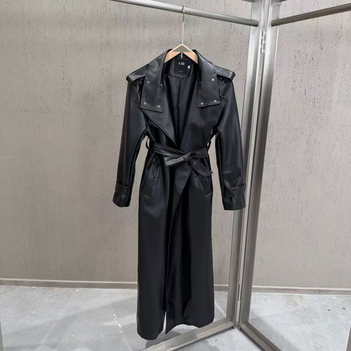Roxane Belted Leather Trench
