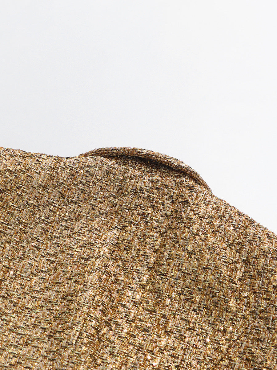 Seraphine Gold Tweed Longline Coat