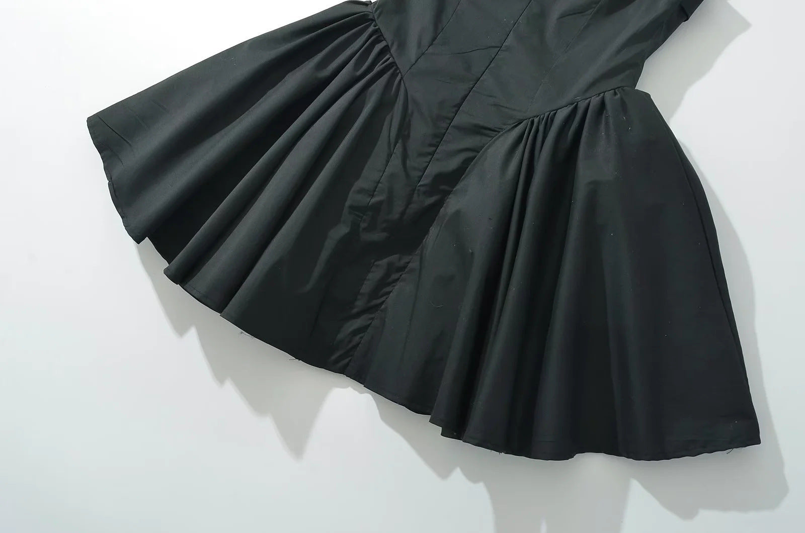 Square Collar Ruffle Strap Fit-and-Flare Mini Dress