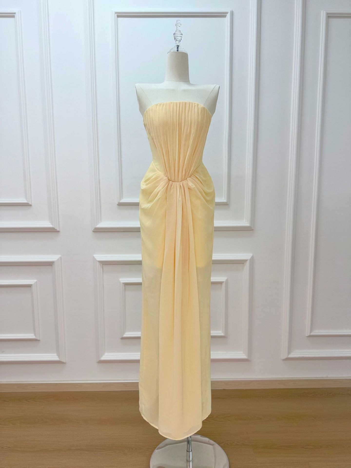 Solene Draped Chiffon Cape Maxi Dress