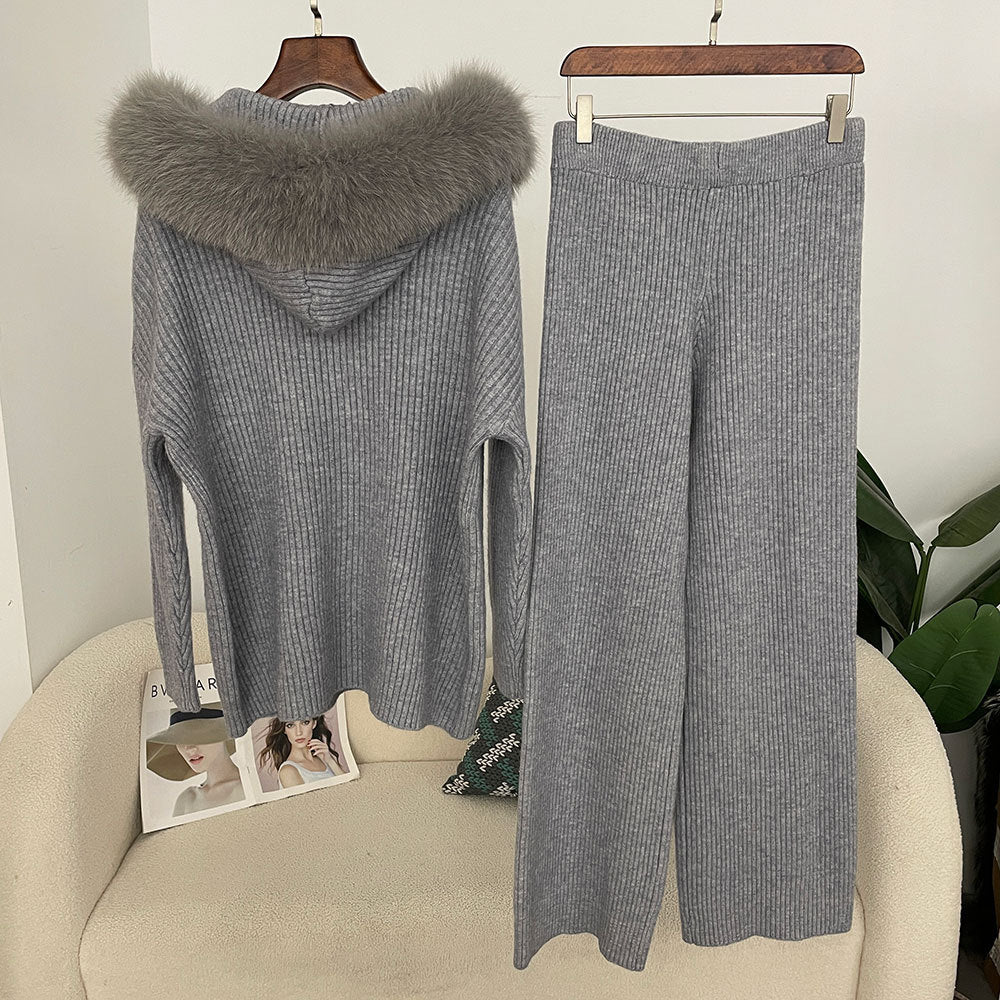 Wilma Fox-Hood Knit Set