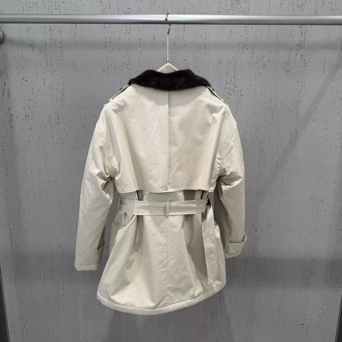 Brienne Mink-Lapel Trench