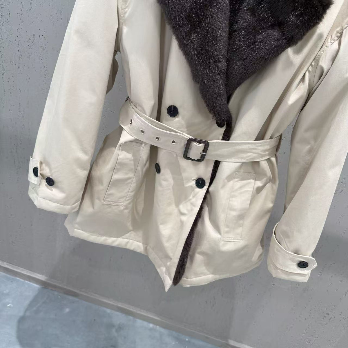 Brienne Mink-Lapel Trench