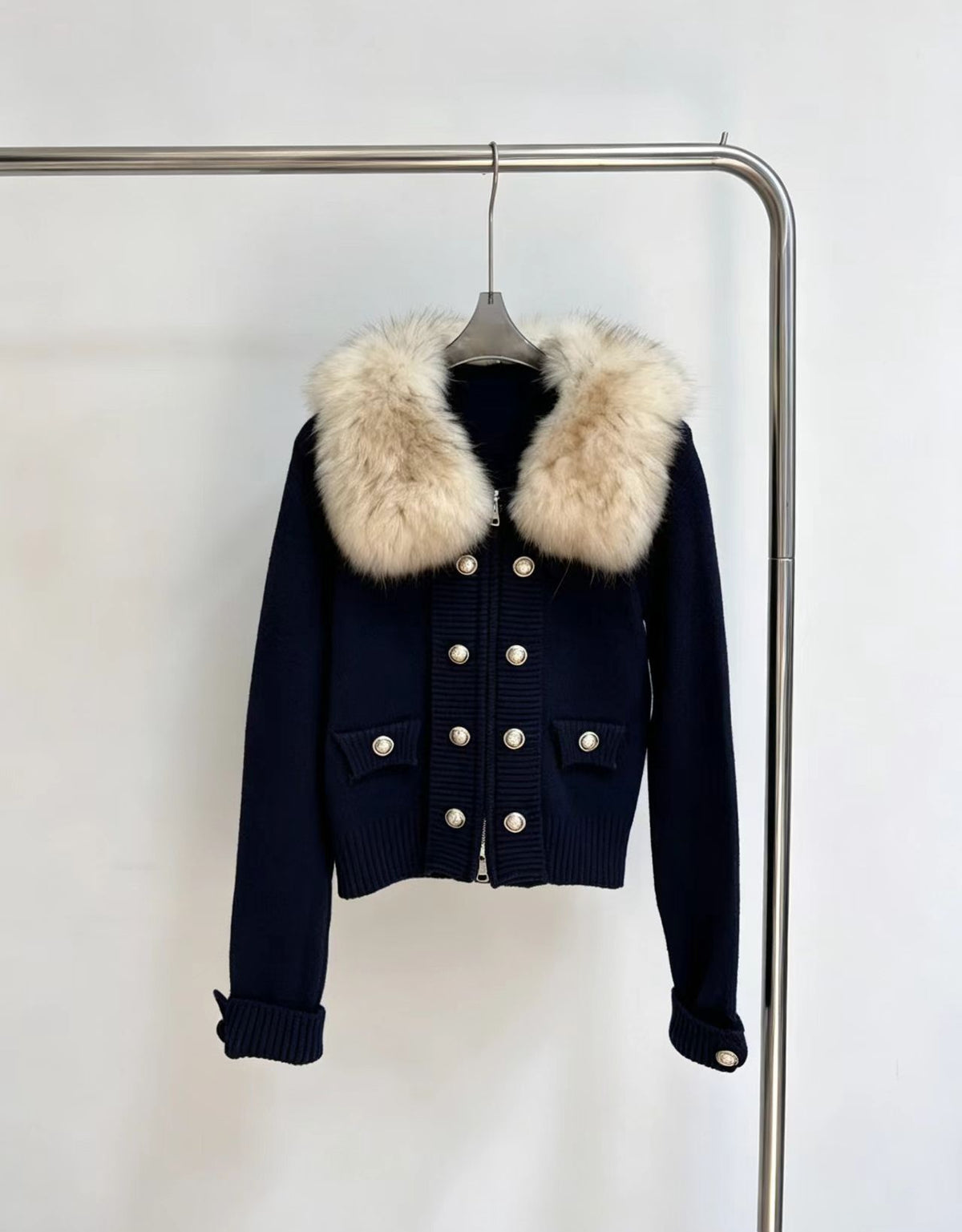 Elodie Fur-Collar Cardigan