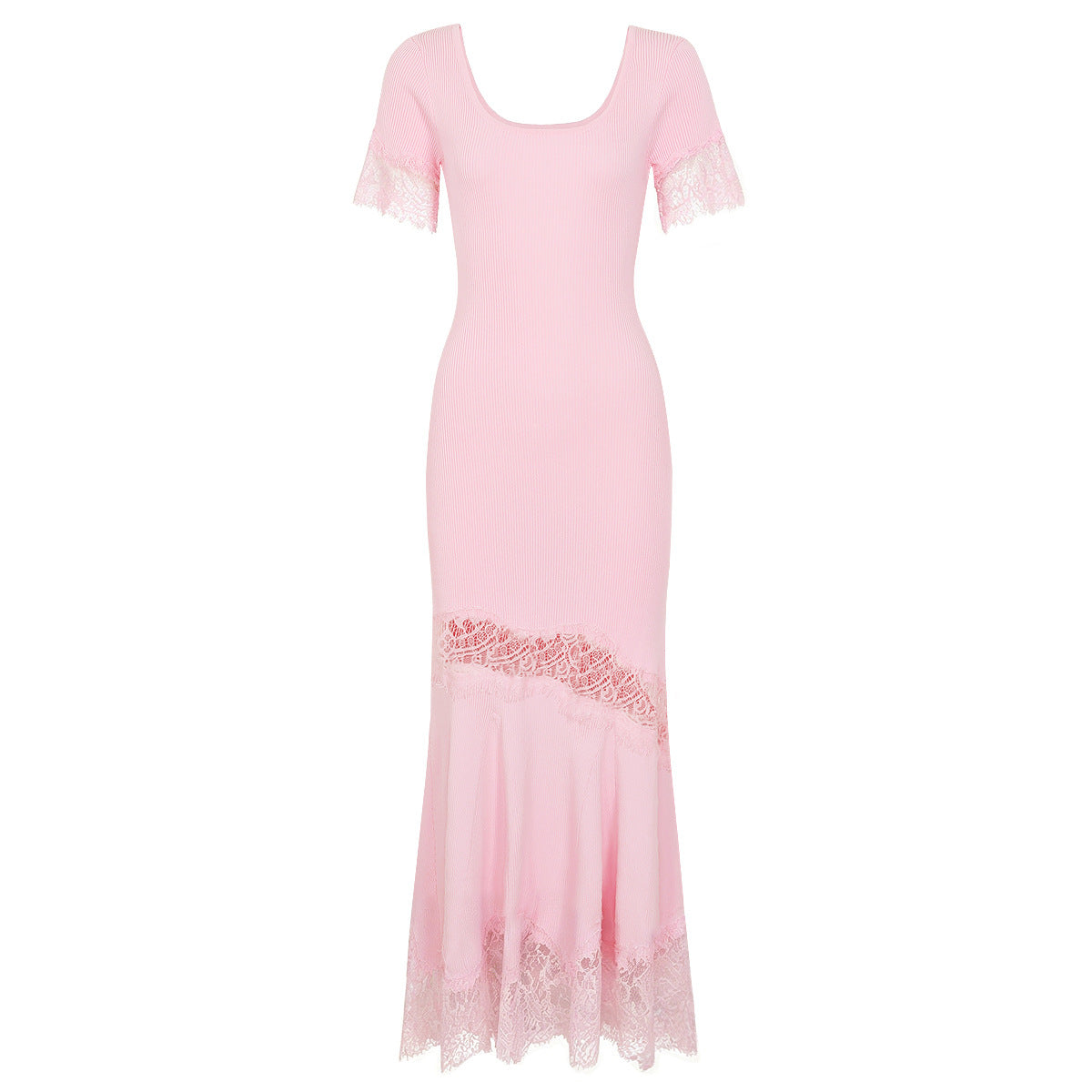 Liora Lace-Inset Knit Fishtail Maxi Dress