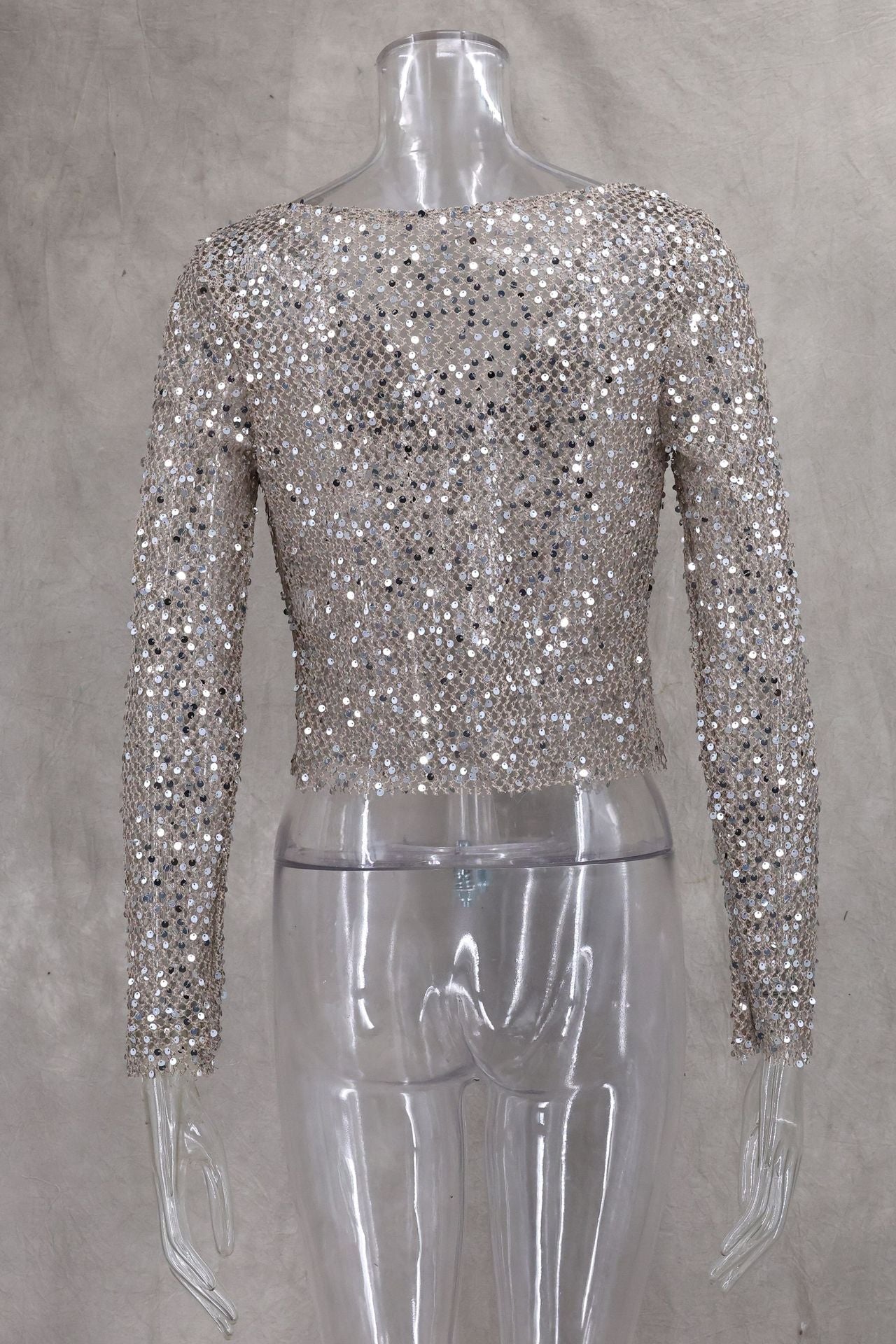 Sequin Mesh Cowl Top
