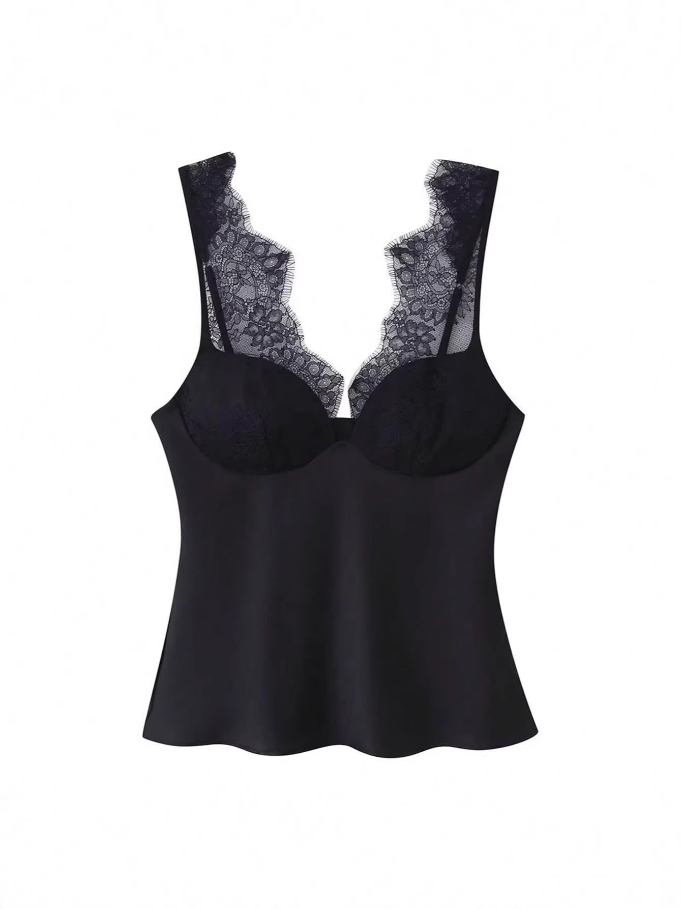 Lace V-Neck Peplum Camisole Top