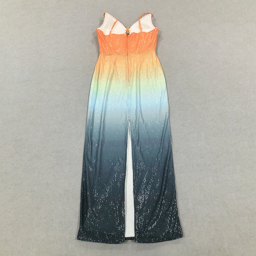 Marisol Ombré Sequin Slip Maxi Dress
