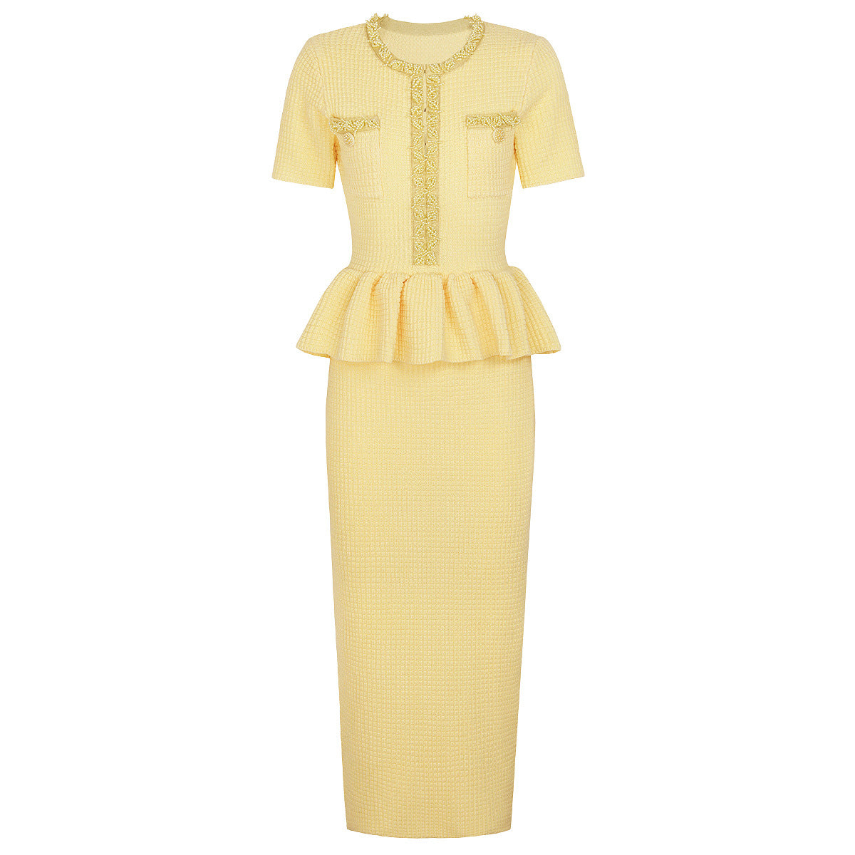 Vivienne Beaded Peplum Knit Maxi Dress
