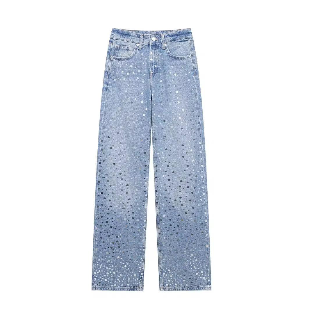 Rhineston wide leg jeans