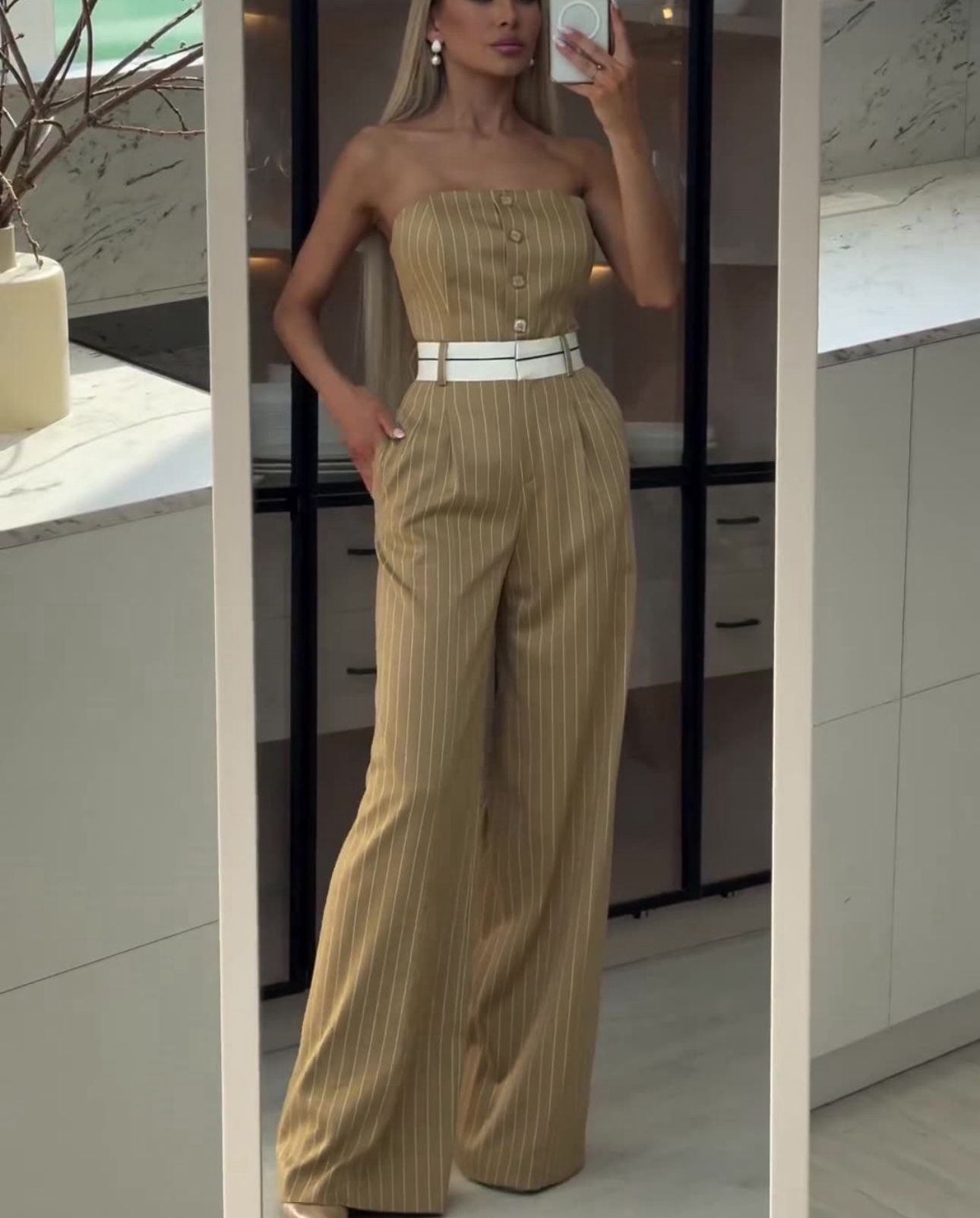 Pinstripe Power Jumpsuit