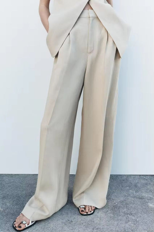 Beige Wide leg trousers
