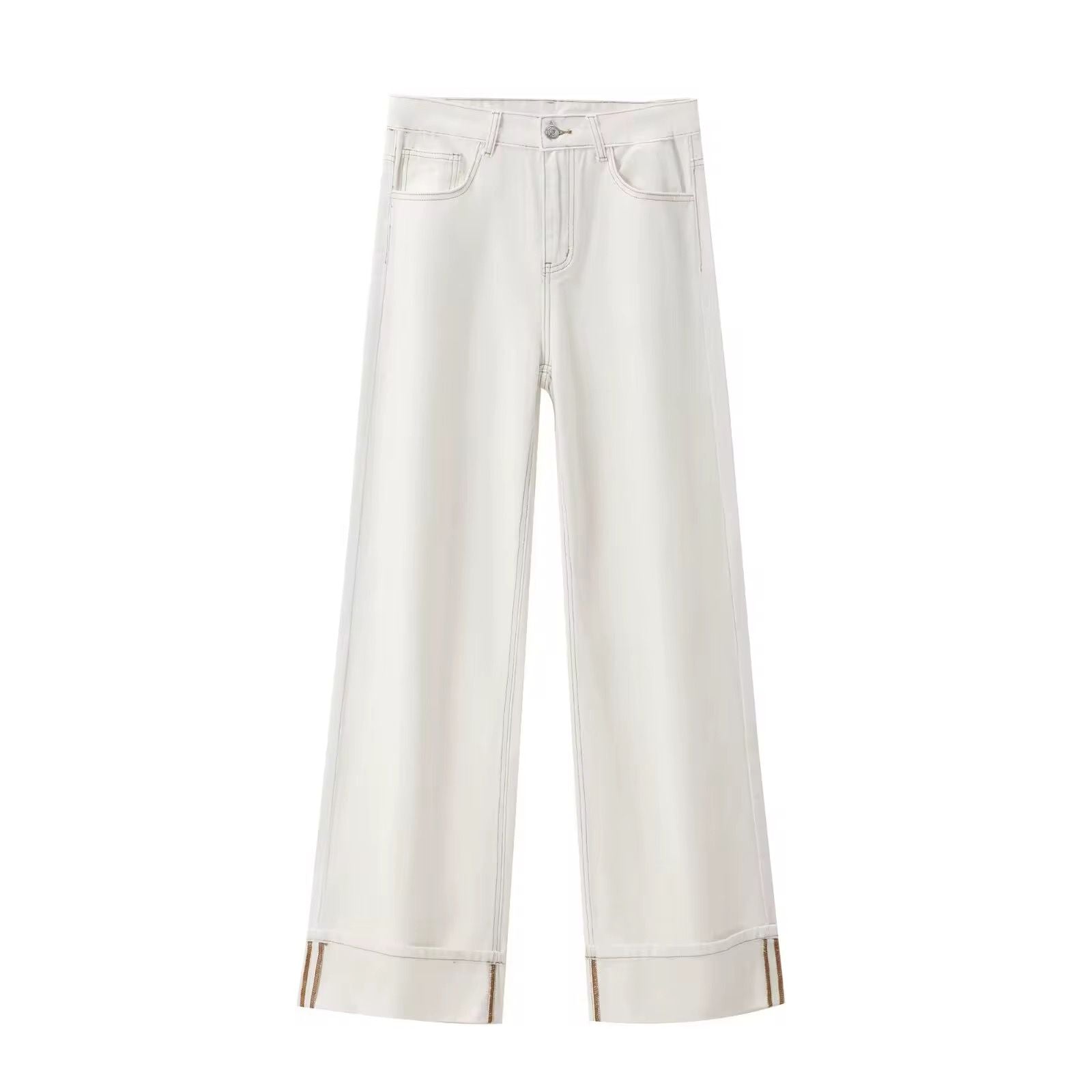 Cuff Wide-Leg Denim Jeans