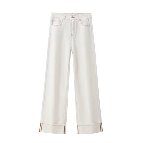 Cuff Wide-Leg Denim Jeans
