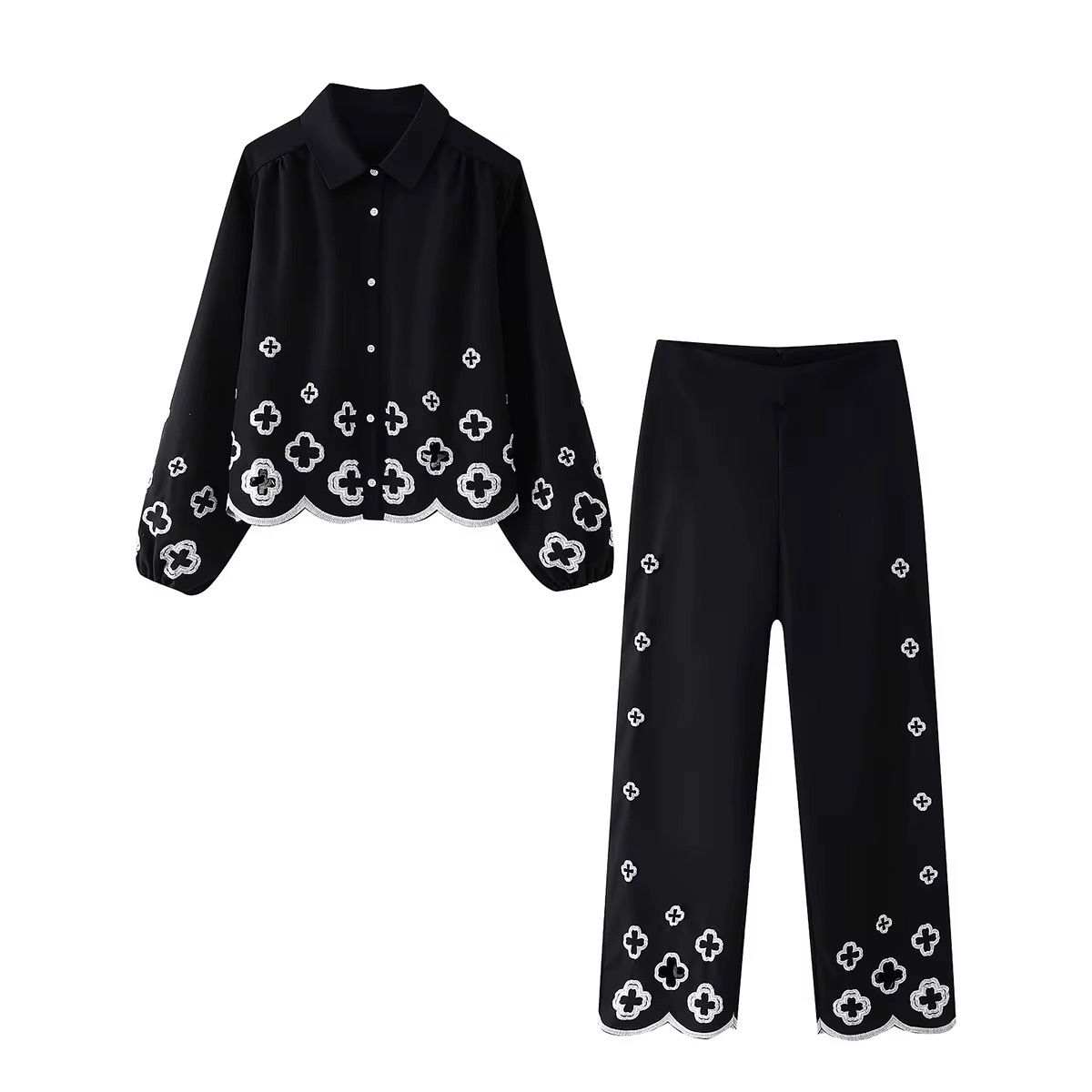 Flower embroidered set