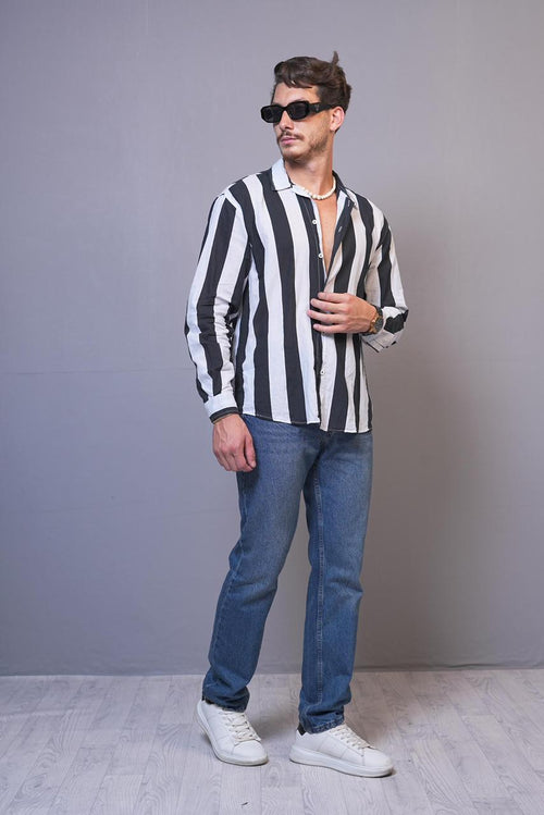 Nolan Stripped Chemise Long Sleeve