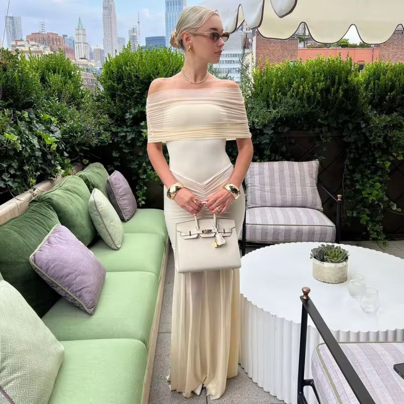 Off shoulder mesh dress