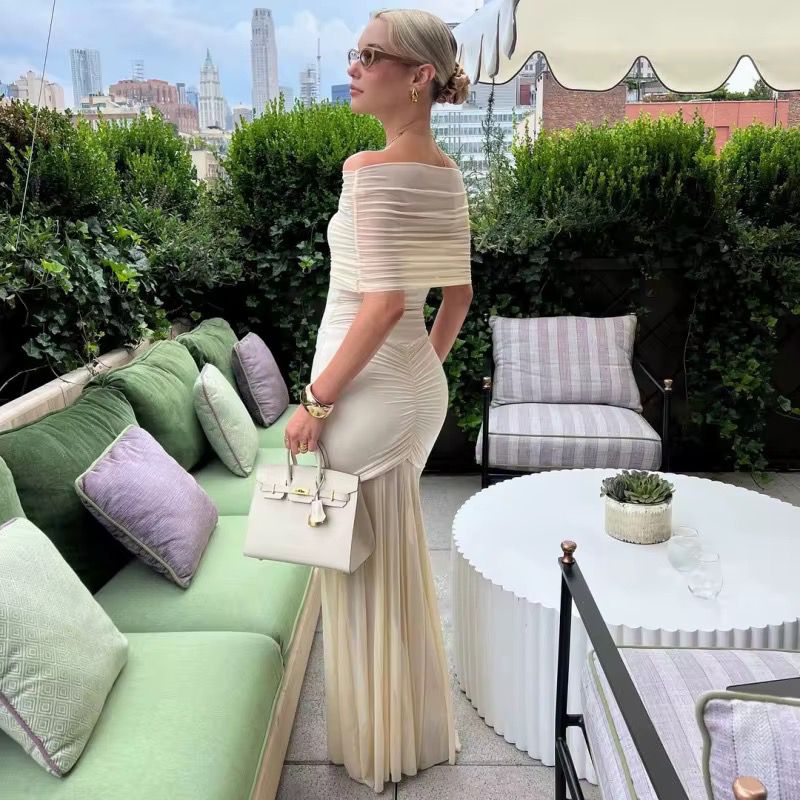 Off shoulder mesh dress