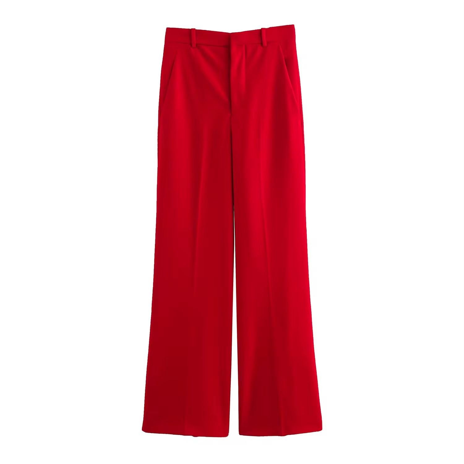 Red high waist trousers