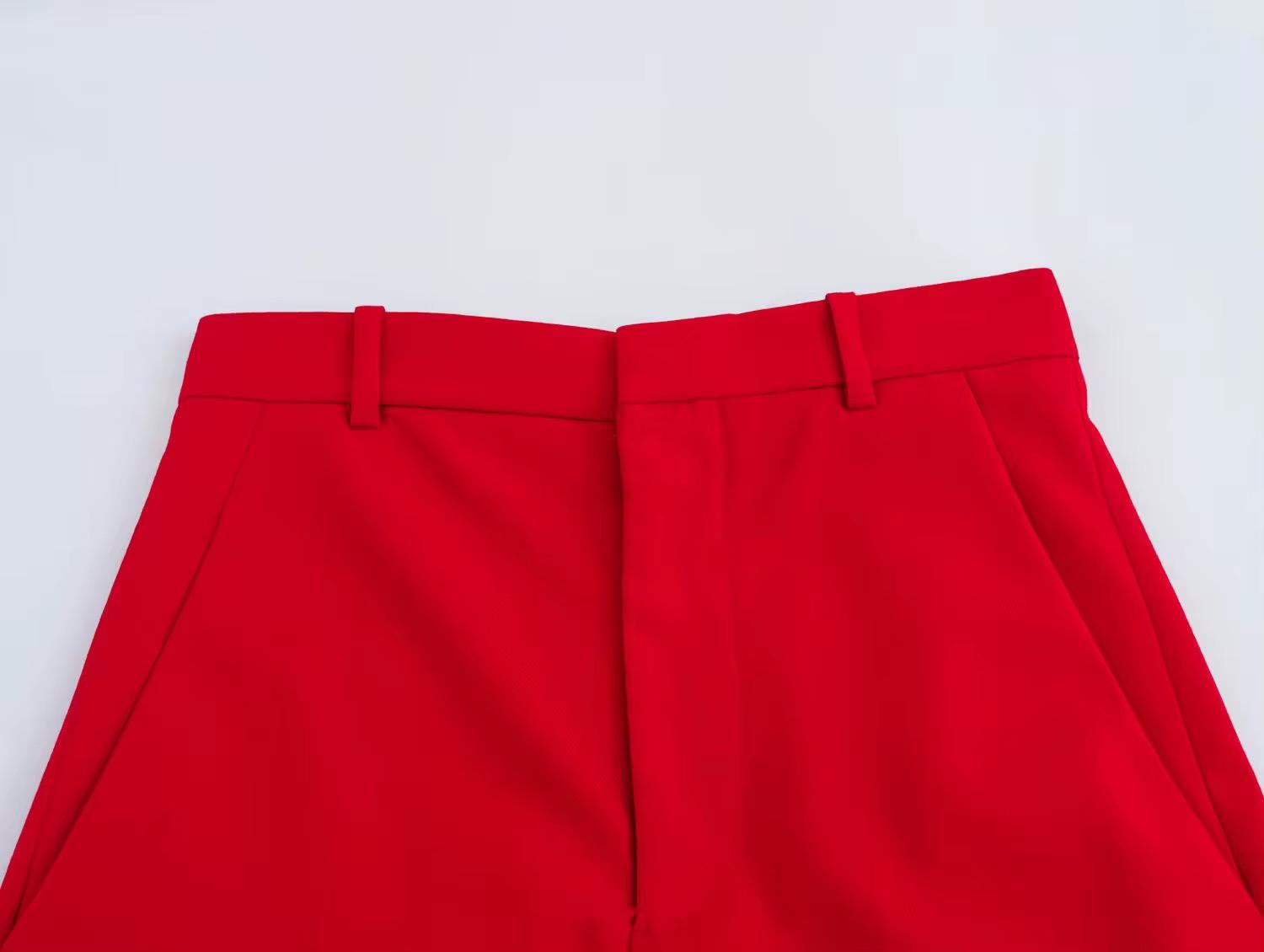 Red high waist trousers