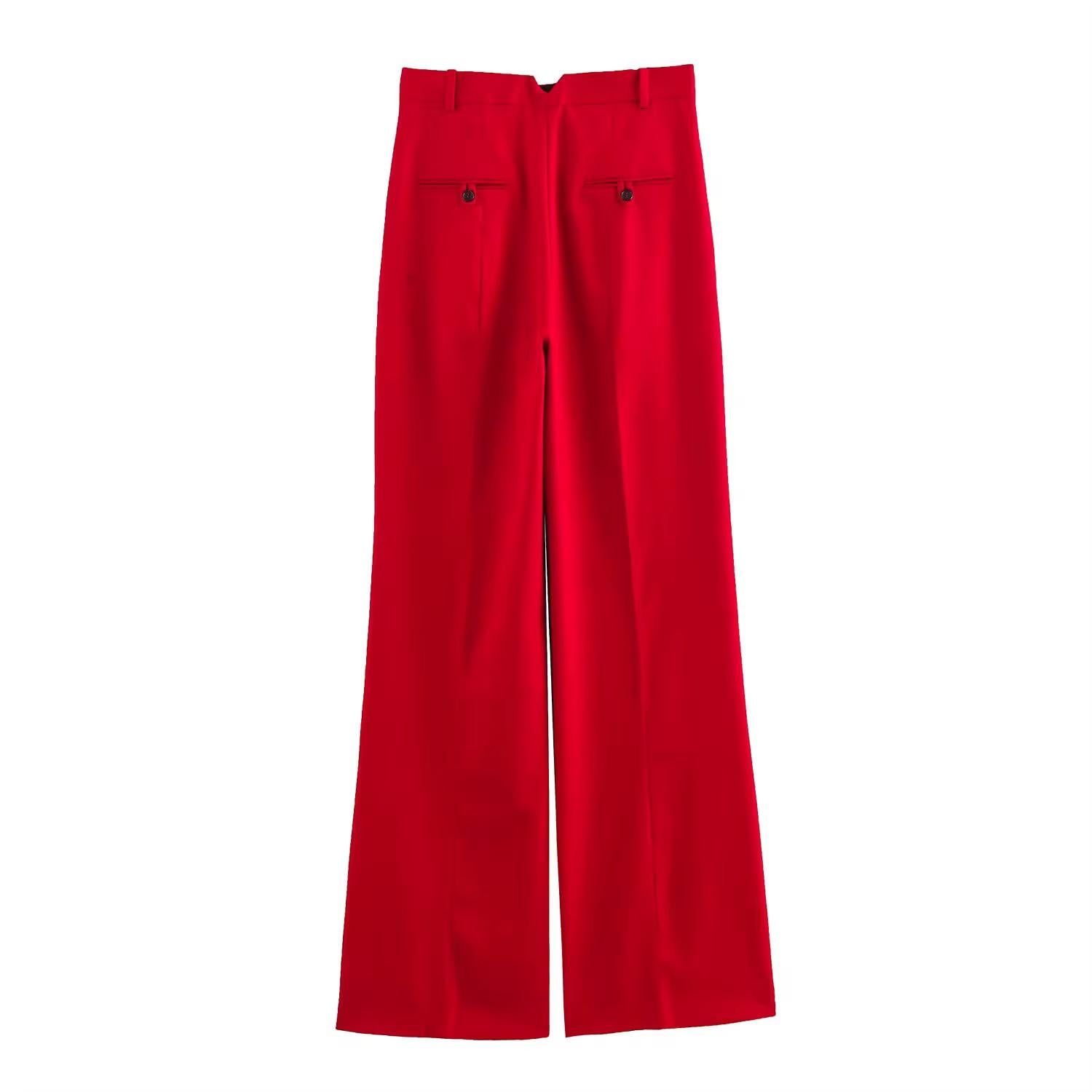 Red high waist trousers