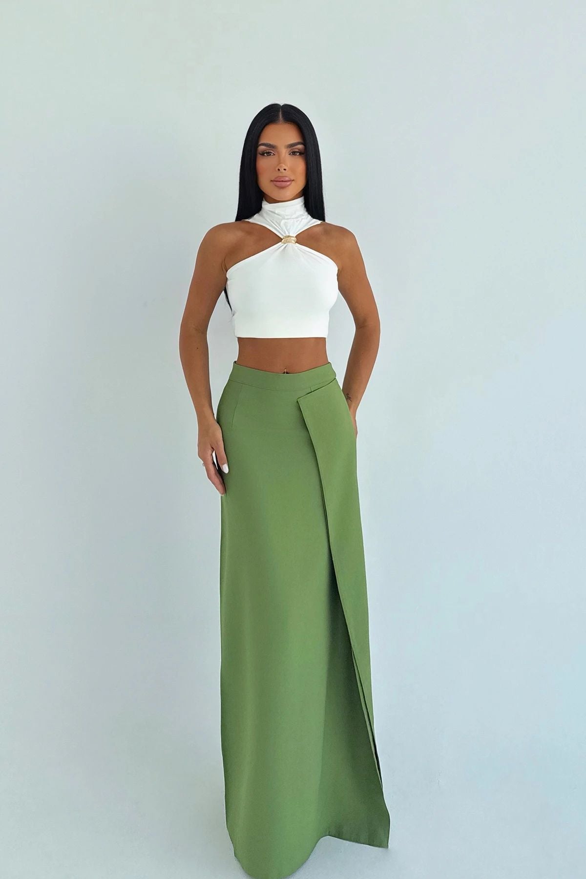 Slit Detailed Long Skirt