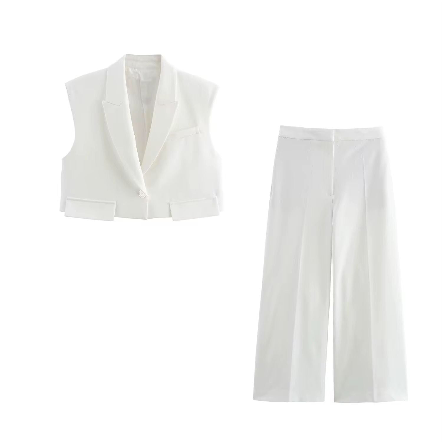 Cropped Vest X High Waist Pants
