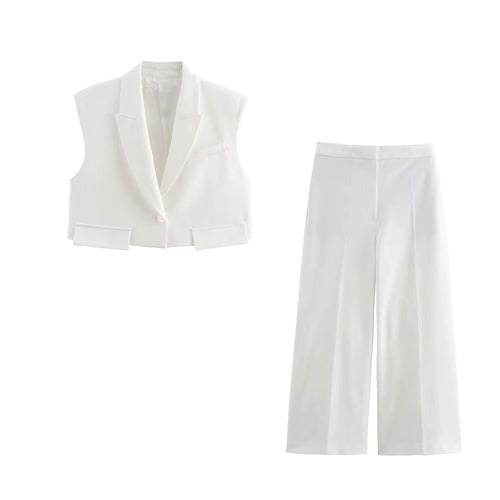 Cropped Vest X High Waist Pants