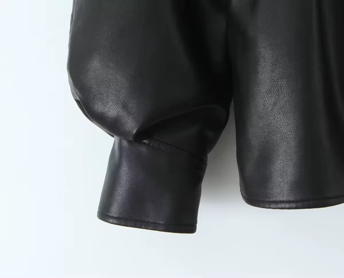 Loose leather imitation Jacket