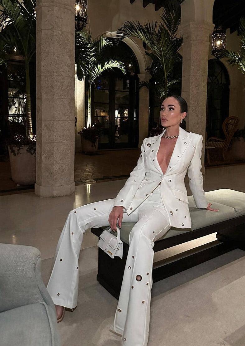 Fitted White Suit