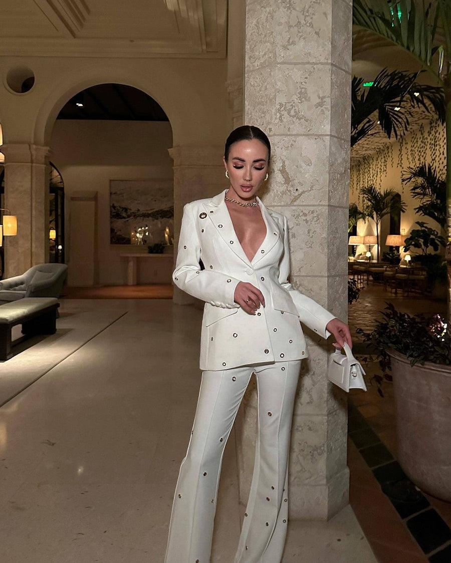 Fitted White Suit