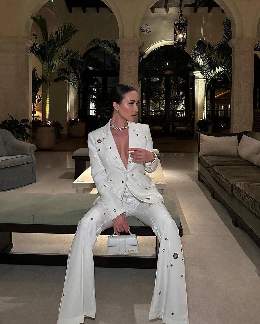 Fitted White Suit