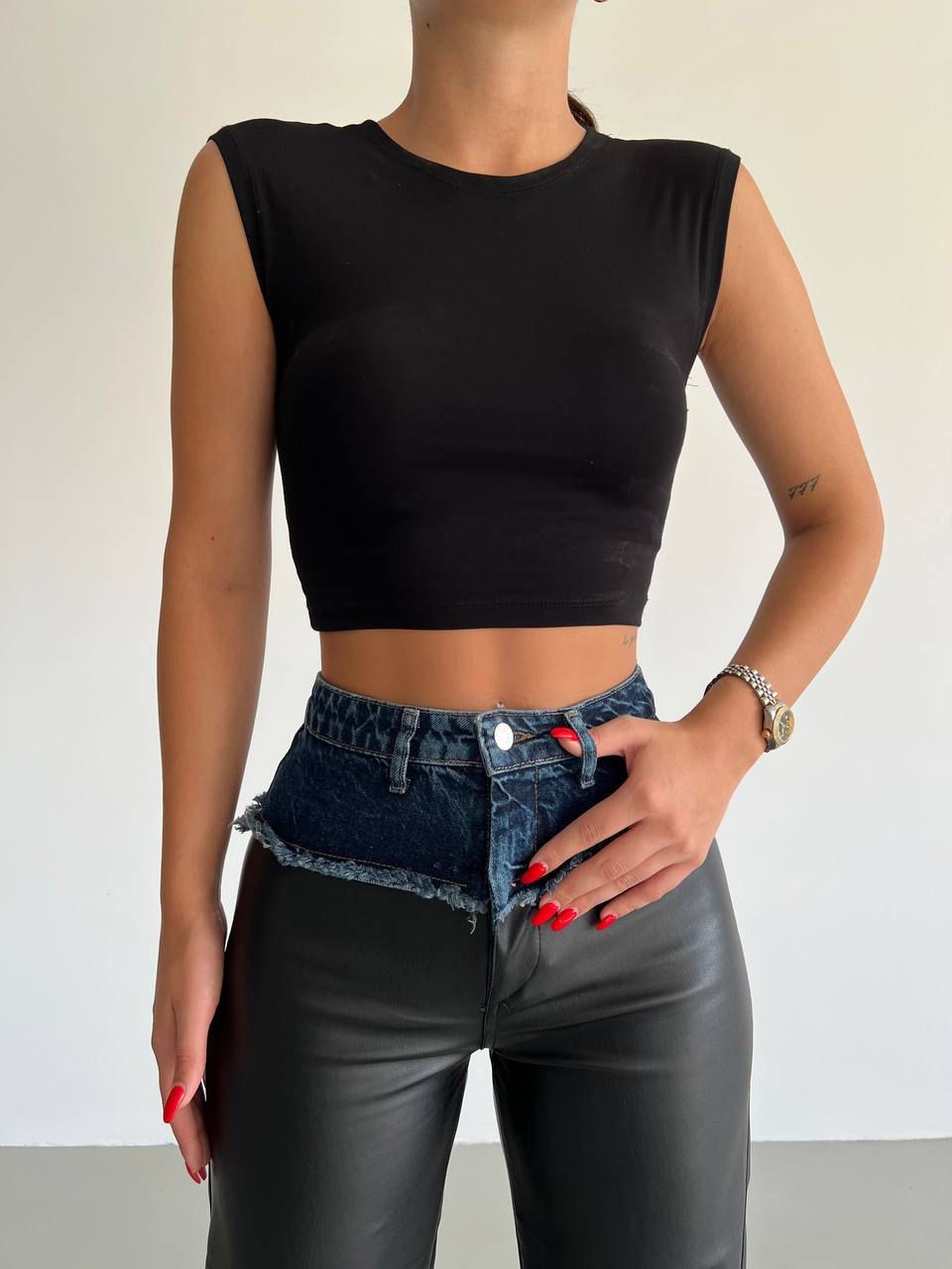 Ember Denim Leather Trouser